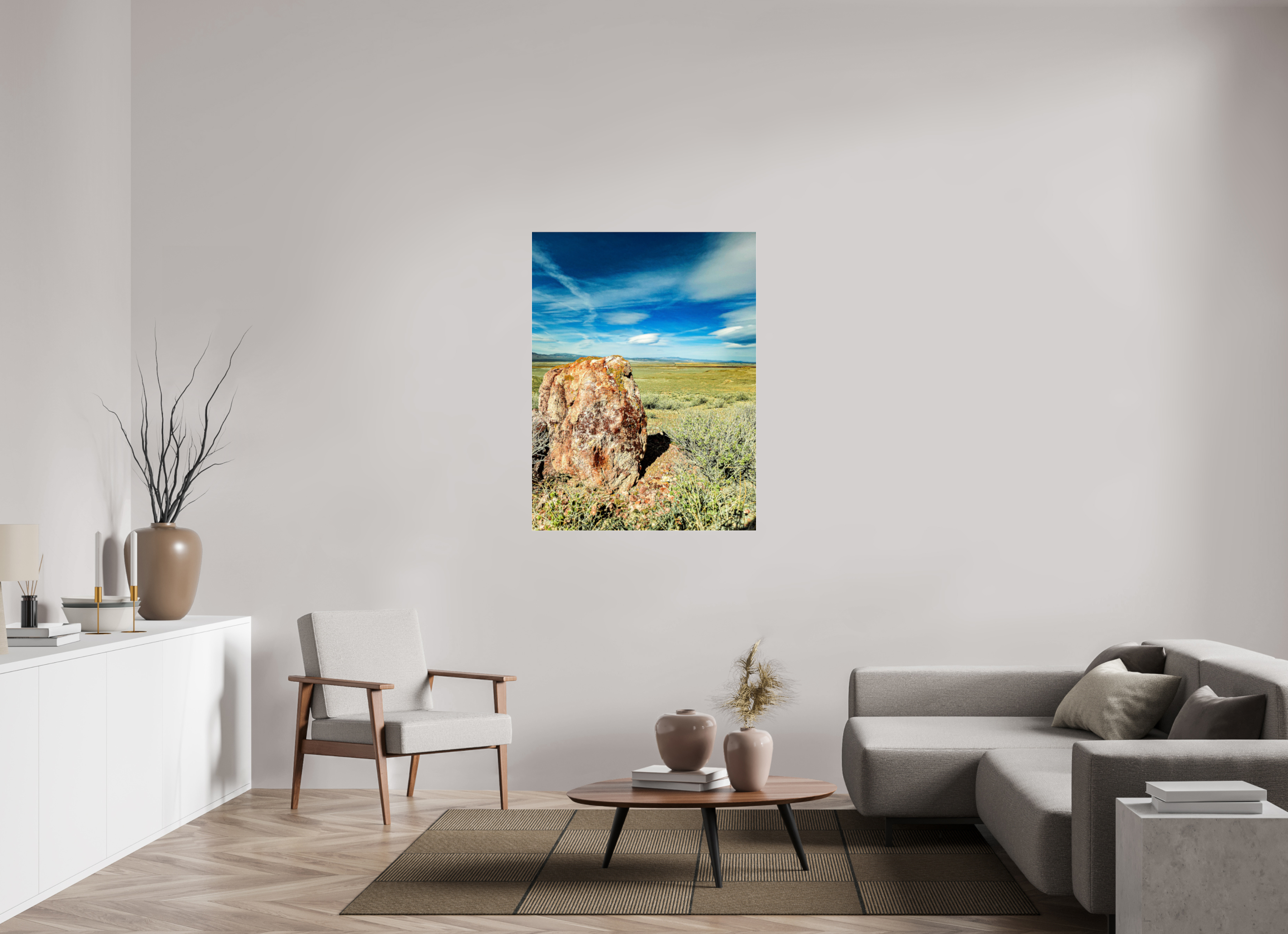 36 x 48″, Acrylic Glass Photo Print Rocky Sage Clouds
