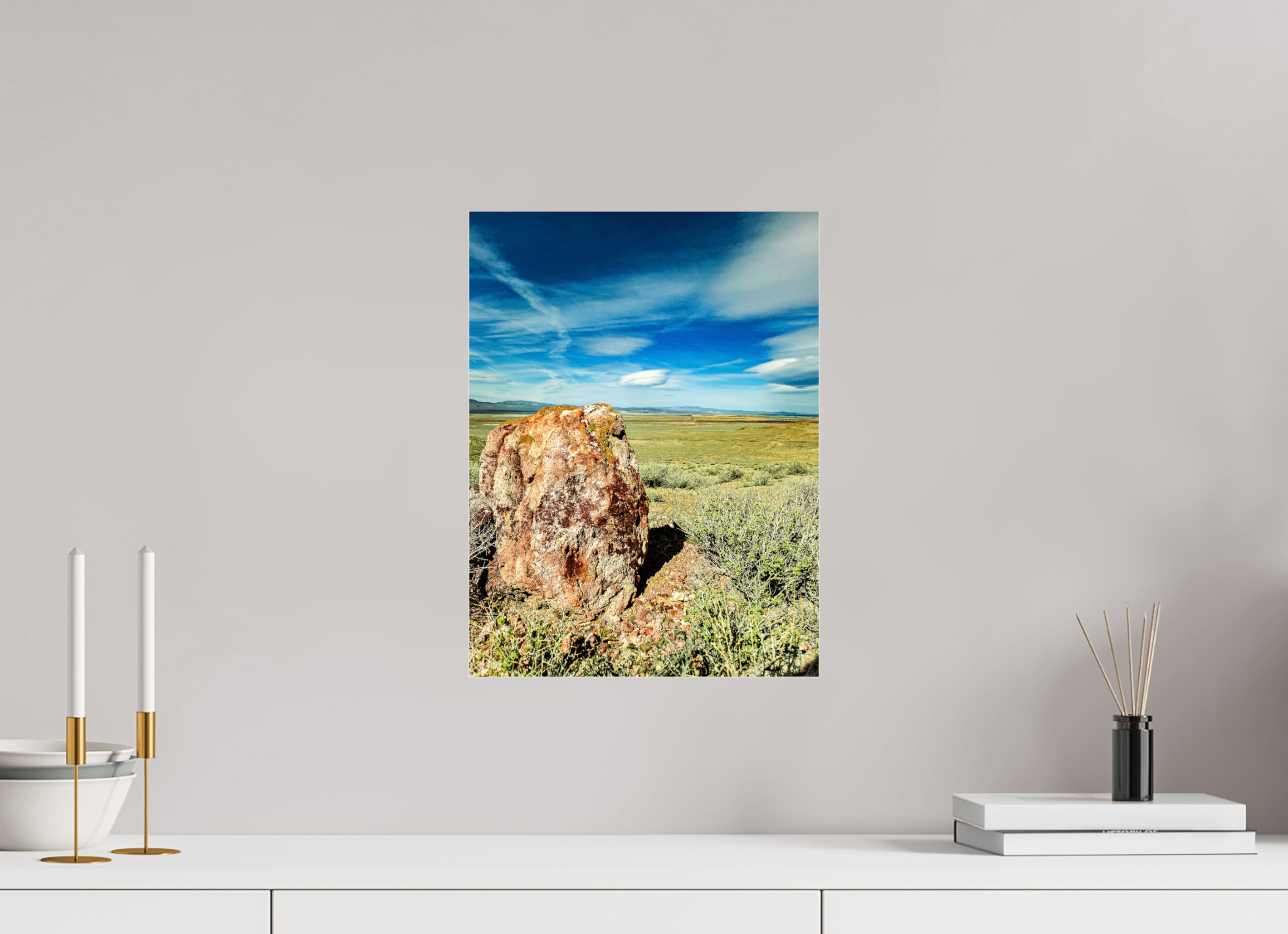 12 x 16″, Acrylic Glass Photo Print Rocky Sage Clouds