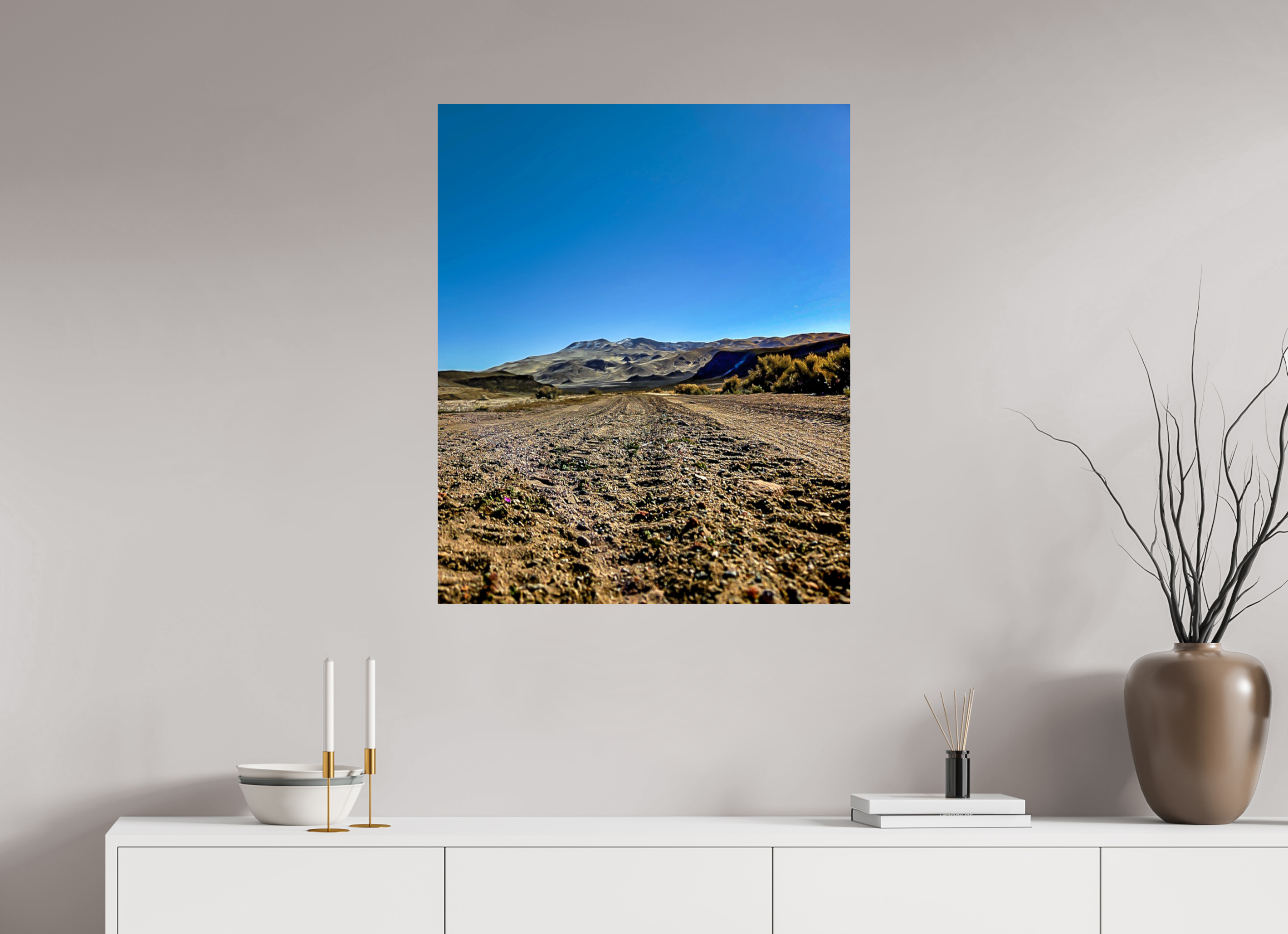 28 x 33.9″, Glossy Fuji Crystal DP Photo Print Dirt Road Hills