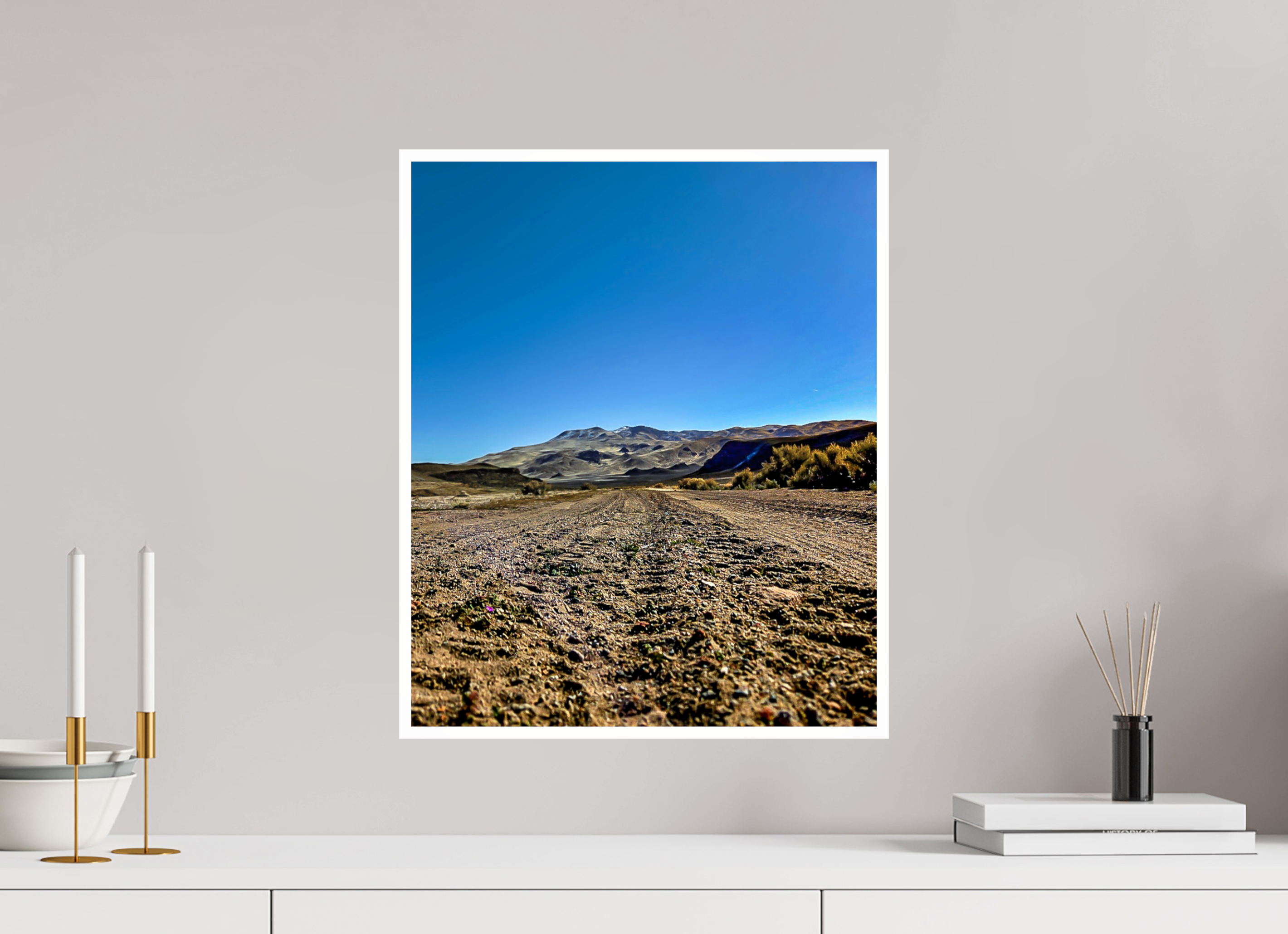 16 x 19.4″, 1A Photo Print Under Acrylic Glass Dirt Road Hills