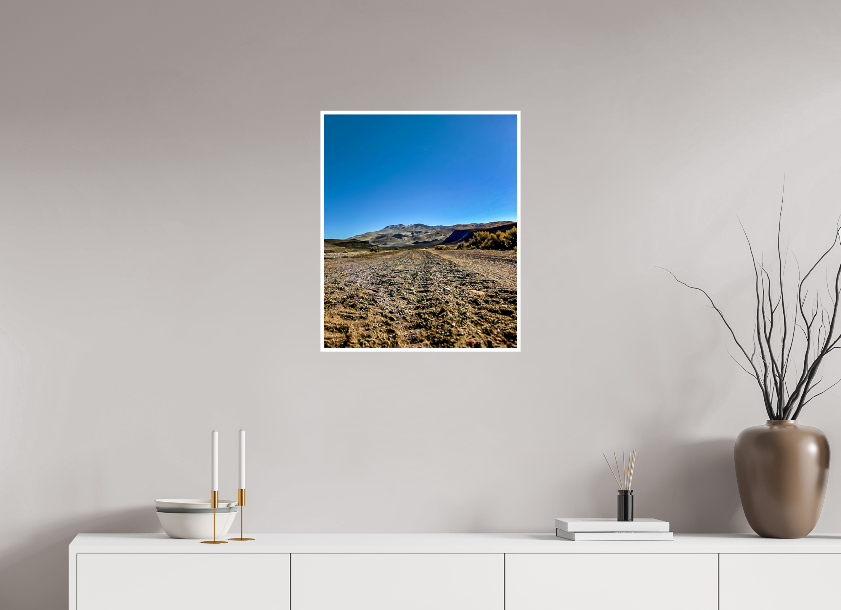 20 x 24.3″, 1A Photo Print On Fuji Crystal DP II Dirt Road Hills